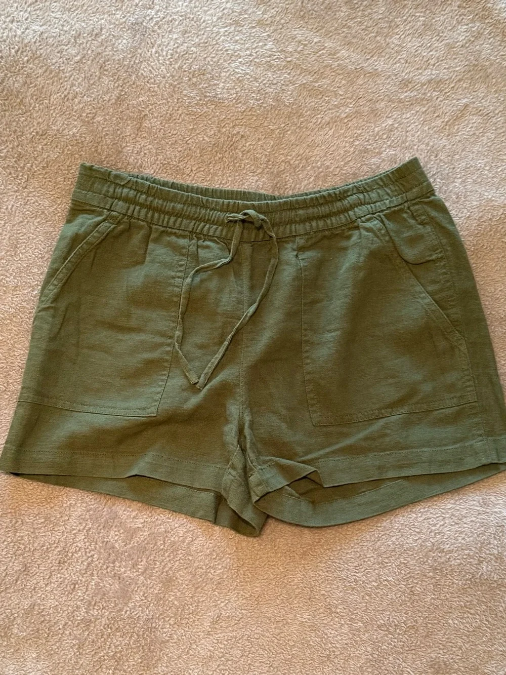 J.Crew | Olive Linen-Blend Drawstring Shorts | Size = XXS - Picture 1 of 8